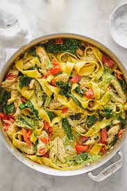 Pappardelle Pasta With Chicken Pesto And Roasted Peppers Delallo Stuffed Peppers Pappardelle Recipe Red Sauce Pasta Recipe