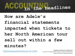 how are adeles financial statements impacted when tickets