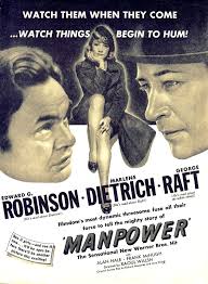 MARLENE DIETRICH Edward G Robinson & George Raft in MANPOWER 1941 original  vintage full page press ad (please follow minkshmink