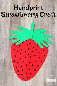 Handprint Strawberry Craft Summer Crafts For Toddlers Strawberry Crafts Kindergarten Crafts