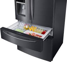 For easier access to the leveling legs on side by side and four door models, open both the doors. Best Buy Samsung 24 73 Cu Ft 4 Door Flex French Door Fingerprint Resistant Refrigerator Black Stainless Steel Rf25hmedbsg