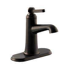 This bathroom faucet proves that classic and modern themes can coexist in the same decor style. Single Handle Oil Rubbed Bronze Bathroom Faucet One Hole Mounted