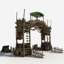 Gate Guard Tower 3d Model Fantasy Landscape Watch Tower Environment Concept Art