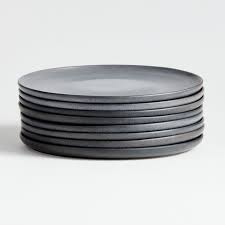 Black And White Plates Set Wren Grey Dinner Plates Set Of 8 Reviews Crate And Barrel In 2020 Grey Dinner Plates Grey Dinnerware Dinner Plates