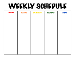 Monday Through Friday Calendar