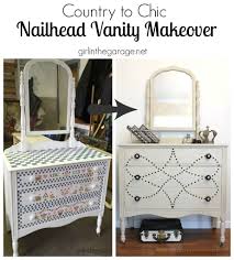 Country To Chic Nailhead Vanity Makeover Girl In The Garage Refinishing Furniture Diy Furniture Makeover Furniture Fix