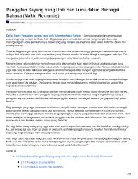 Ini pun antara panggilan yang selalu isteri guna untuk suami tercinta. Pdf Panggilan Sayang Yang Unik Dan Lucu Dalam Berbagai Bahasa Makin Romantis Masbidin Dotnet Academia Edu