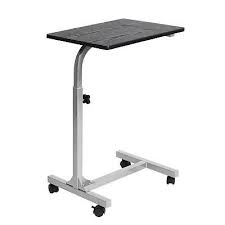Overbed Table Tray With Wheels Black Adjustable Multi Purpose Laptop Cart Desk Laptop Table Adjustable Height Desk Adjustable Desk