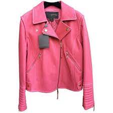 Pink Leather Biker Jacket Louis Vuitton Liked On Polyvore Featuring Outerwear Jackets Pink Jacket L Motorcycle Jacket Outfit Pink Moto Jacket Biker Jacket