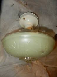 The flush mount lighting of the old days were often boring afterthoughts of construction. Art Art Deco Flush Mount Ceiling Light Fixture W Original Green Shade Colorcard De