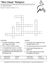 No pencil or eraser required! Skin Deep Religion Crossword Sermons4kids