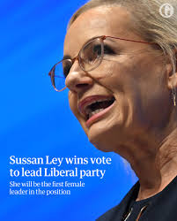 Sussan Ley has become Australia's first female opposition leader and the  first woman to lead the Liberal party, beating Angus Taylor in the race for  the Liberal leadership. She won against Taylor