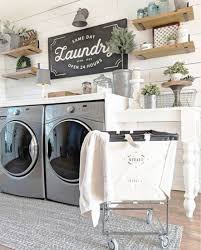 Modern farmhouse laundry room ideas to inspire you as you remodel or reorganize your laundry room. Love This Farmhouse Laundry Room Rug What A Pretty Soft Farmhouse Rug These Affordable Farmhous Farmhouse Laundry Room Farmhouse Laundry Laundry Room Design