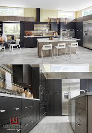 Add A Rich Warmth To Your Kitchen With The New Coastal Grey Stain By Ultracraft Cabinetry This Contemporary Kitch Contemporary Kitchen Kitchen Bamboo Cabinets