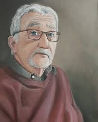 Karen Exley's Dad, Len, lived with Alzheimer's and vascular dementia. She's  been painting 100 portraits in her Dad's memory focussing