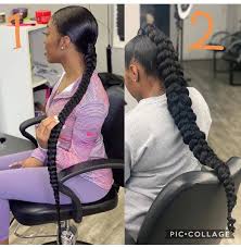Top African Hairstyles On Instagram Which One 1 Or 2 1 Regular Braided Ponytail 2 Sleek Braided Ponytail Braided Ponytail African Hairstyles