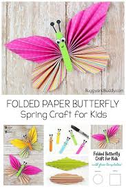 Folded Paper Butterfly Craft For Kids Easy Craft For Children Of All Ages Great For Spring Or As An E Paper Butterfly Crafts Butterfly Crafts Paper Butterfly