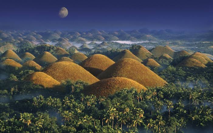 Mga resulta ng larawan para sa Chocolate Hills, Carmen, Bohol Philippines, they turn green during rainy season"