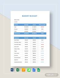 Bakery Budget Template Word Excel Google Docs Apple