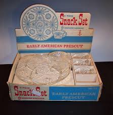 Early American Prescut Star Of David 8 Piece Snack Sets Early American Star Of David Vintage Glassware