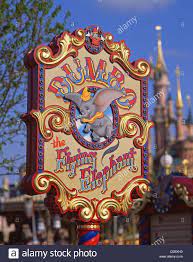 Dumbo The Flying Elelphant Ride Sign At Fantasyland Disneyland Paris Theme Park Marne-la-vallee Ile-de- Amusement Park Signage Disneyland Paris Disneyland