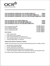 Ocr Mathematics As A Level 3890 7890 Specification Pure Maths 3891 7891 Further Maths 3892 7892 As Exam June 2017 On Mathematics A Level Exams Math