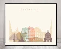 Copenhagen Print Poster Wall Art Copenhagen Denmark Skyline City Poster Typography Art Home Decor Digital Print Artprints Typography Art Print Wall Art