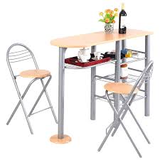 Scarlett 7 piece dining set with upholstered host chairs. Giantex 3 Piece Pub Dining Set 3 Tier Metal Storage Shelves With Wine Rack Design 2 Folding Chairs For Easy Storage Counter Height Dining Table Set For Kitchen Dining Room Living Room Buy