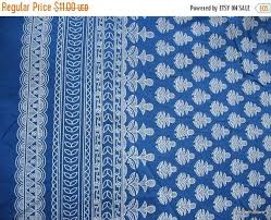 Flat 25 Off Floral Block Print Fabric With Border Blue And White Cotton Fabric Sold By Yard Block Printing Fabric Printing On Fabric Floral Blocks