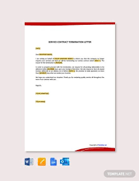 A contract termination letter is a formal letter informing one party to a contract the intention and action to cancel or terminate their business agreement or an ongoing business relationship. Service Contract Termination Letter Template Free Pdf Word Doc Apple Mac Pages Google Docs Lettering Letter Templates Contract Template