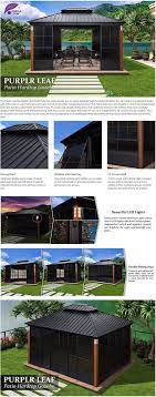 Purple Leaf 12 X 14 Patio Hardtop Gazebo Double Galvanized Roof Outdoor Screen House Aluminum Solarium B In 2021 Hardtop Gazebo Offset Patio Umbrella Outdoor Screens
