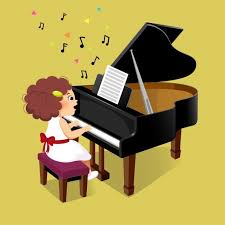 Cute Little Girl Playing The Grand Piano Kids Vector Cute Animal Illustration Piano