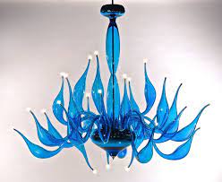 Muranese chandelier in murano glass 6 lights crystal blue and gold. Vibrant Light Turquoise Murano Art Glass Chandelier With 24 Lights Italian Lighting Center