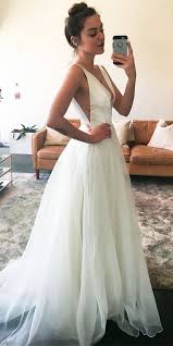 33 Simple Wedding Dresses For Elegant Brides See More Http Www Weddingforward Com Simple Wedding Dr Simple Prom Dress V Neck Wedding Dress