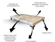 Bandeja Decorativa Pedra Mármore Travertino Luxo 30x15 Travertino
