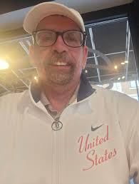 My youngest kiddo, Caroline Elizabeth Flott , got me this really cool Nike,  USA Track and Field warm up at a vintage store. Keith Mitchell, anyone else  know what year?