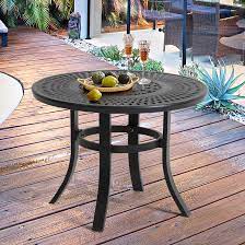 The two umbrella holes work great for a 1.5 umbrella and increase stability for umbrella even without a base. Alcott Hill Cast Aluminum Patio Side Table Outdoor Round Anti Rust Small Table With Umbrella Hole Coffee Bistro Table Market Umbrella Table 24 Diameter Wayfair