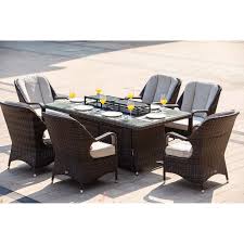 5 out of 5 stars. Direct Wicker 6 Seat Rectangular Gas Fire Pit Dining Table Table Only Walmart Com Walmart Com