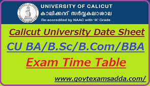 Calicut university has released exam result m.ed. Calicut University Date Sheet 2021 Cu B A B Sc B Com Bba Time Table