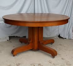 Riana 59'' solid oak pedestal dining table. Bargain John S Antiques Antique Mission Round Oak Dining Room Table With 3 Leaves Bargain John S Antiques