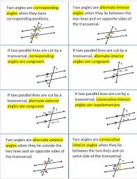 This free parallel lines and transversals coloring page can be enlarged into a poster for a math word wall or can be given to each student to put into their notebooks. Parallel Lines Cut By A Transversal Packet