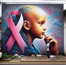 Graffiti art reflecting kid cancer patients' resilience
