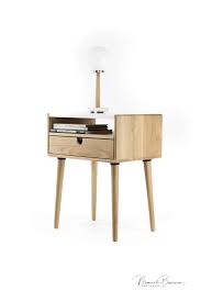 Mid Century Nightstand Bedside Table With Drawer In Walnut And Carrara Marble Top Oak Nightstand Mid Century Nightstand Solid Oak