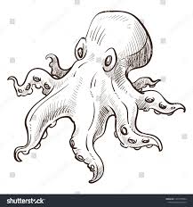 Octopus Underwater Animal Isolated Sketch Marine Creature With Tentacles And Suckers Vector Nautical Sy Underwater Animals Underwater Drawing Creature Drawings