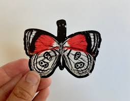 88 Butterfly, Laminate Waterproof Vinyl Sticker, Laptop, Stocking Stuffer,  Water Bottle, Art, Insect Art, Sticker for Women, Red Butterfly