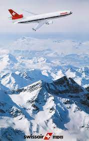 swissair md 11 offset 1991 64 x 102 cm 25 x 40 inch vintage airline posters vintage airlines air photo