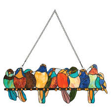 Birds On A Wire Stained Glass New Arrivals Home And Garden Skymall Com Stained Glass Window Panel Stained Glass Glass Art Products