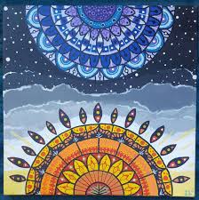 Galaxy Art Mandala Art Mandala Painting Sun And Moon Art Bohemian Painting Boho Home Decor Psychedelic Wa Bohemian Painting Boho Art Painting Mandala Art