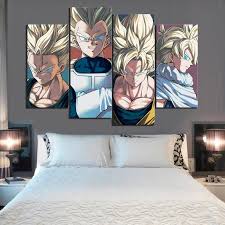 Dragon Ball Z Anime Poster Super Saiyan Goku Vegeta Gohan Trunks Cartoon Wall Art Canvas Paintings For Kids Room Wall Decor Kids Room Wall Decor Kids Canvas Painting Wall Art Canvas Painting