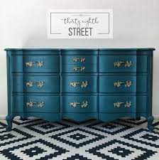 French provincial table set makeover i found a great table set at an estate sale and completely refinished it for a whole new look! Painted Dresser In Peacock Blue Thirty Eighth Street